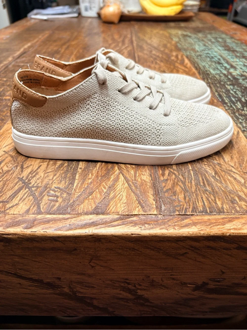Lucky Brand Leighan Knit Mesh Lace-Up Comfortable Sneakers Neutral Beige Size 7